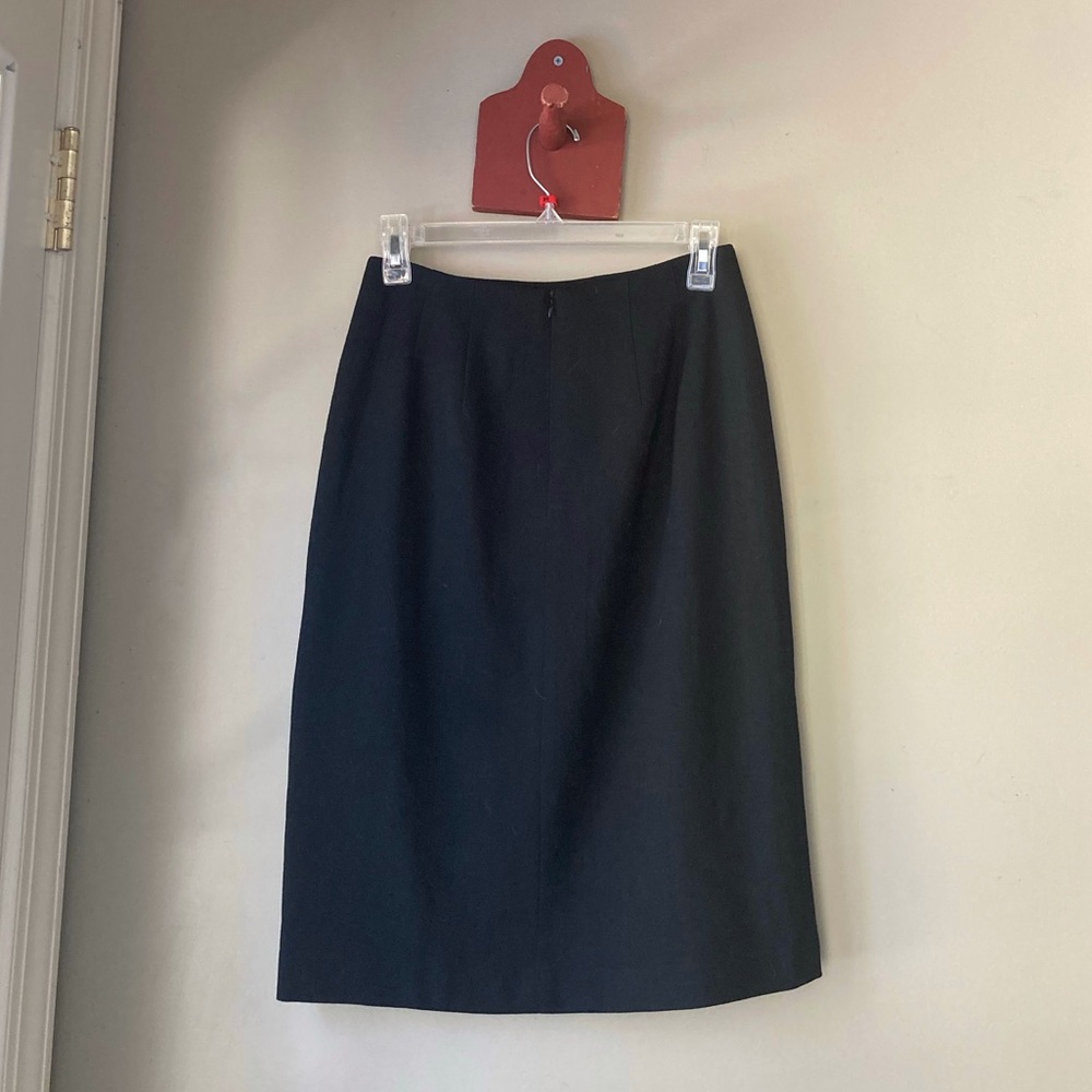 Vintage Talbots Petites Black 100% Wool Midi Skirt 4 - Picture 3 of 7